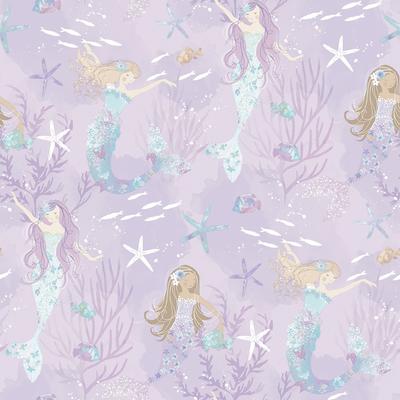 Galerie Wallcoverings Tiny Tots 2 Mermaids Non-woven Glittery Wallpaper Roll