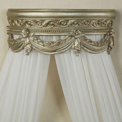 Touch of Class Swag and Bow Wall Teester Bed Crown Platinum , Platinum