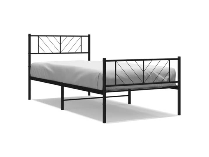 PUGYNBK Bettgestell aus Metall, Schwarz, 100 x 200 cm Pulverbeschichteter Stahl, Metalllatten, Mittelbeine, Stauraum darunter