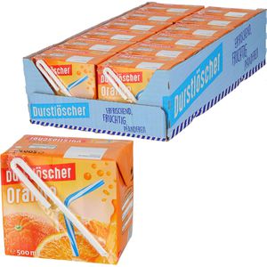 Durstlöscher Saft Orange, Trinkpäckchen, je 0,5 Liter, 12 Stück
