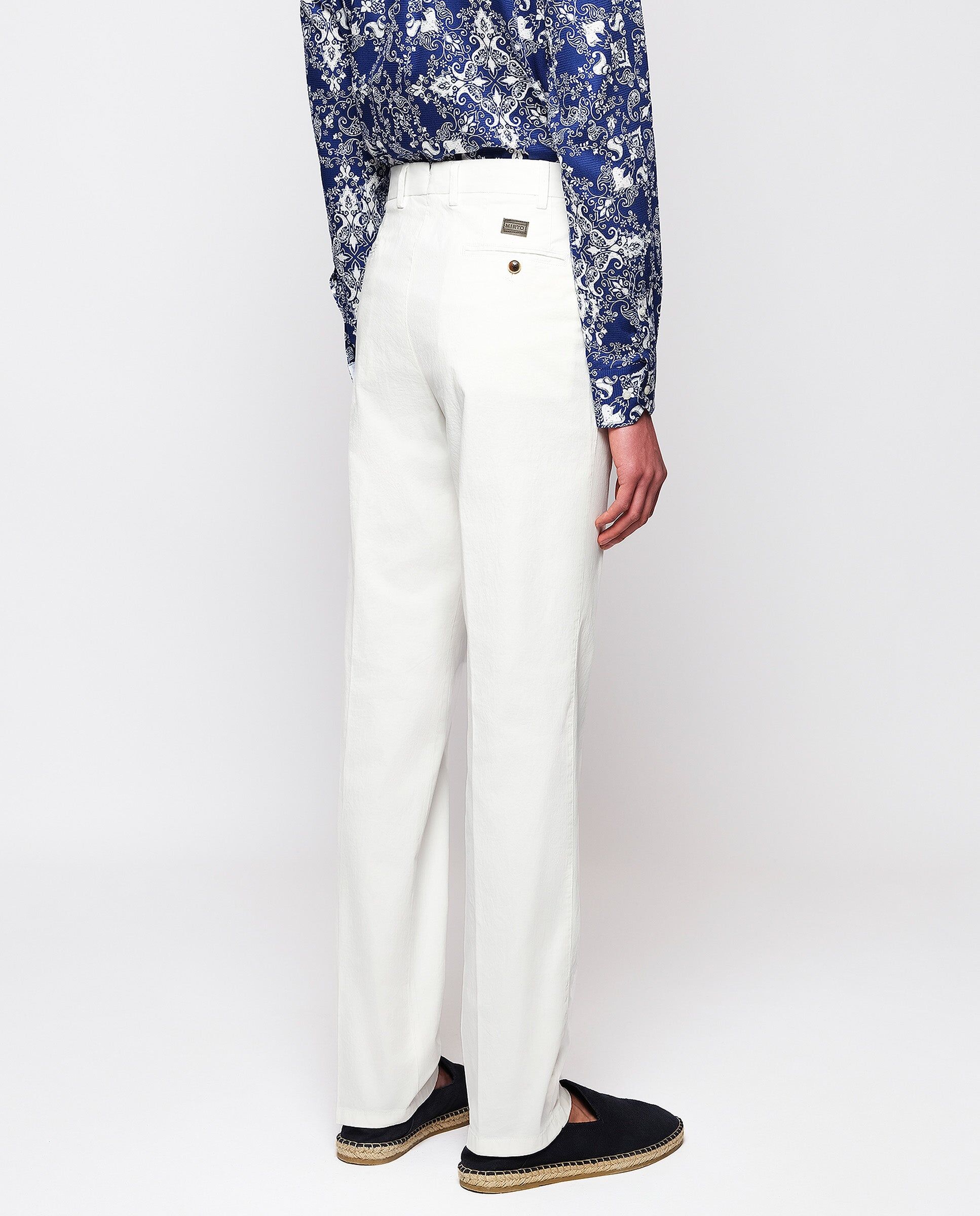 MIRTO Pantalón casual blanco regular fit de algodón strech-42 Hombre