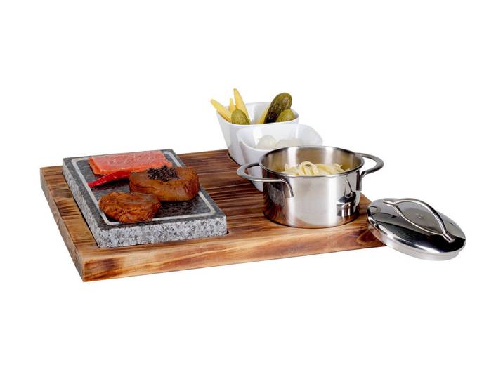 Nouvel Hot-Stone Set aus Pinienholz FSC 6-tlg 29.5 x 30 cm