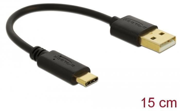 Delock 85354 USB Ladekabel Type-A naar Type-C, 15 cm