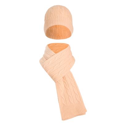 Strickmütze FELIX HARDY "Set aus Schal und Mütze", Damen, beige (lachsfarbe), 80% Polyacryl, 13% Polyester, 7% Elasthan, Mützen Strickmütze