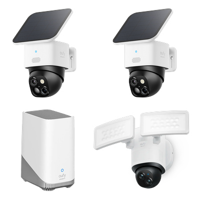 SoloCam S340 (2-Pack) + Floodlight Camera E340 + eufy HomeBase™ S380 bundle