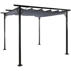 Proregal BERLINLODGE Pergola | HxBxT 232x350x350cm | Garten Pavillon | Grau | stabiles 6cm-Gestell + Schiebedach