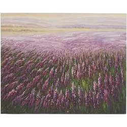 Ölgemälde Blumenfeld, 100% handgemaltes Wandbild Gemälde XL, 100x80cm