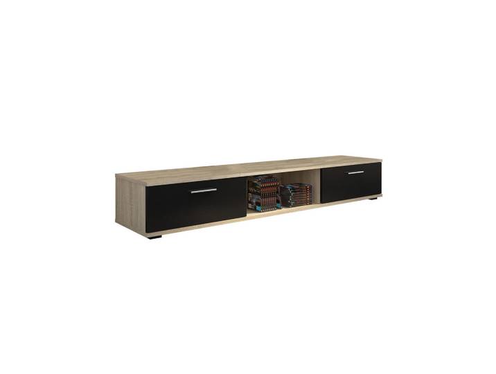 Feldmann-Wohnen Lowboard Sella 175,5 / 40 / 26cm Sonoma Eiche / schwarz matt, Sonoma Eiche, Schwarz, Rechteckig, 176x26x40 cm, Wohnzimmer, TV Möbel, Lowboards, Lowboards stehend