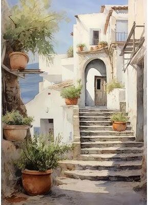 Uplifted Finds Retro Elegant Olive Tree & Lemon Canvas Poster   Vintage Mediterranean Vase Wall Art 2507291245 20 X 30 Cm