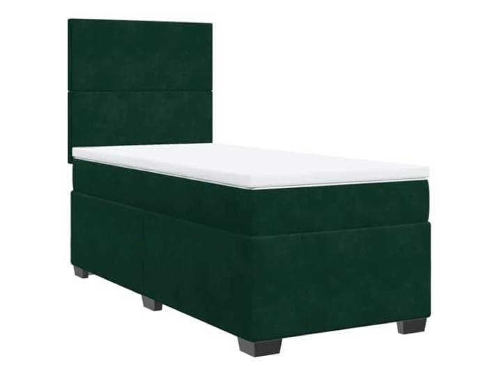 PUGYNBK Boxspringbett aus Samt, Dunkelgrün, 80 x 200 cm Verstellbares Kopfteil, Taschenfedern, atmungsaktiver Matratzenschoner, Lattenrost