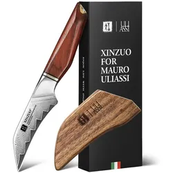 XinZuo - Damascus Schälmesser 8 cm - X03 Xing Serie - Mauro Uliassi (3-Sterne-Michelin-Koch)