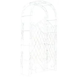 Décoshop26 Rosenbogen mit zwei Rankhilfen für Kletterpflanzen Gartendekoration 220 x 120 cm weißes Metall