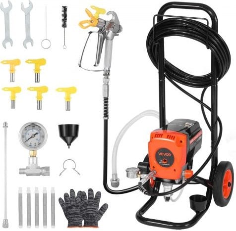 VEVOR Airless verfspuit met standaard, 900 W, 3300 psi, inclusief reinigingsset en verlengstang
