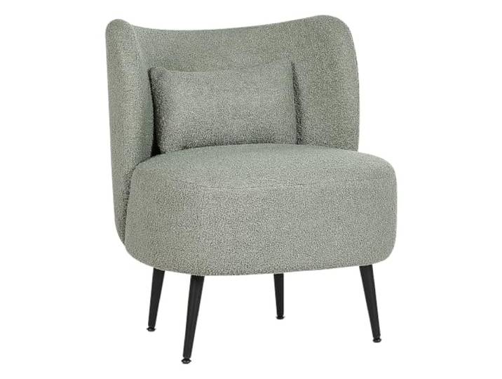 Beliani Wohnzimmer Sessel Gebogene Rückenlehne Glam Design Boucle Polsterung Schwarze Beine Grün Otsby