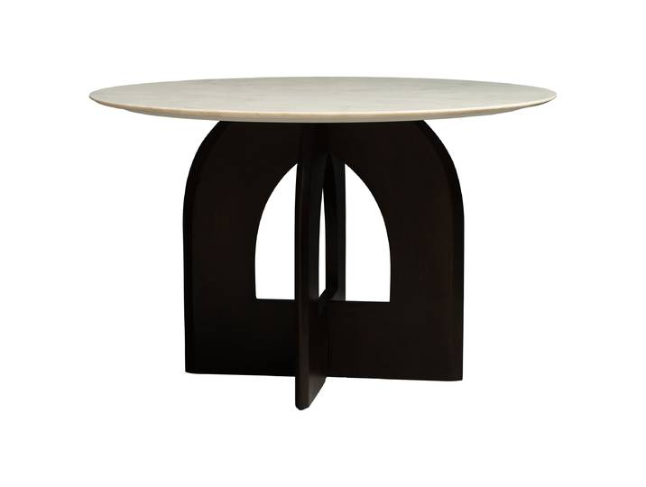 Esstisch NAMOSO mit Marmorplatte Ø 120cm Schwarz/Marmor Weiß