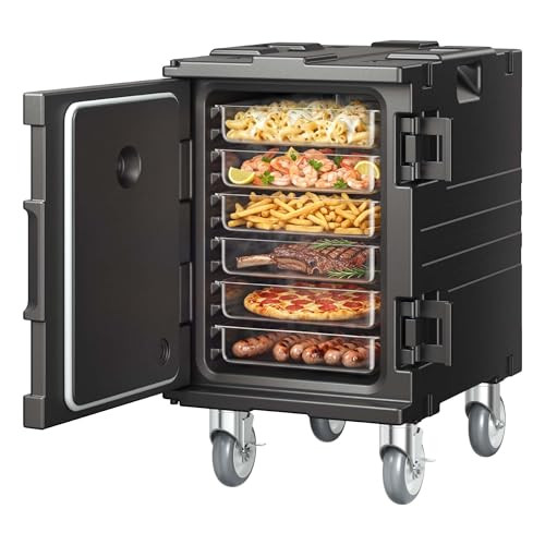 VEVOR Isothermische voedselcontainer voor catering, 90 l, zwart, stapelbaar en lekvrij