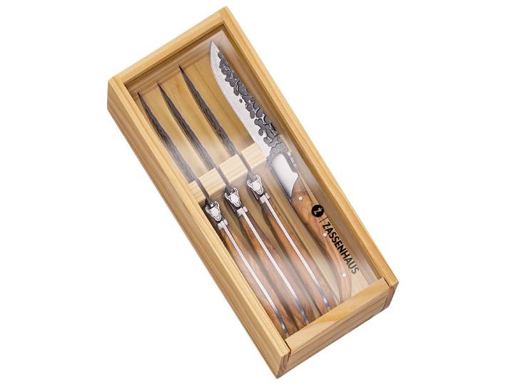 ZASSENHAUS Steakmesser Steakmesser Messer Set 4-tlg in Holz-Geschenkbox ZASSENHAUS BULL