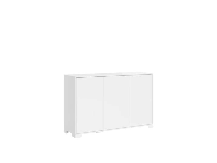 Buffet bas 3 portes 130x40x83 cm effet bois blanc brillant