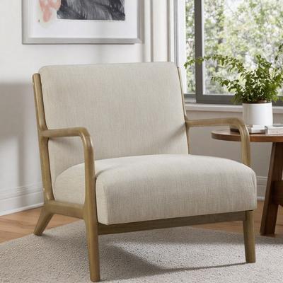 "27.5"" Polyester Lounge Chair with Textured Upholstery and Solid Wood Frame"
