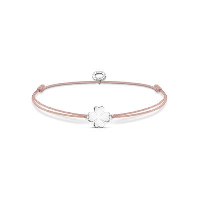 Armband THOMAS SABO "Kleeblatt" Gr. 20, silber (silberfarben), Armbänder, Damen, 20, Silber 925 (recycelt) Textil, Silber 925 (recycelt), Textil, Armband