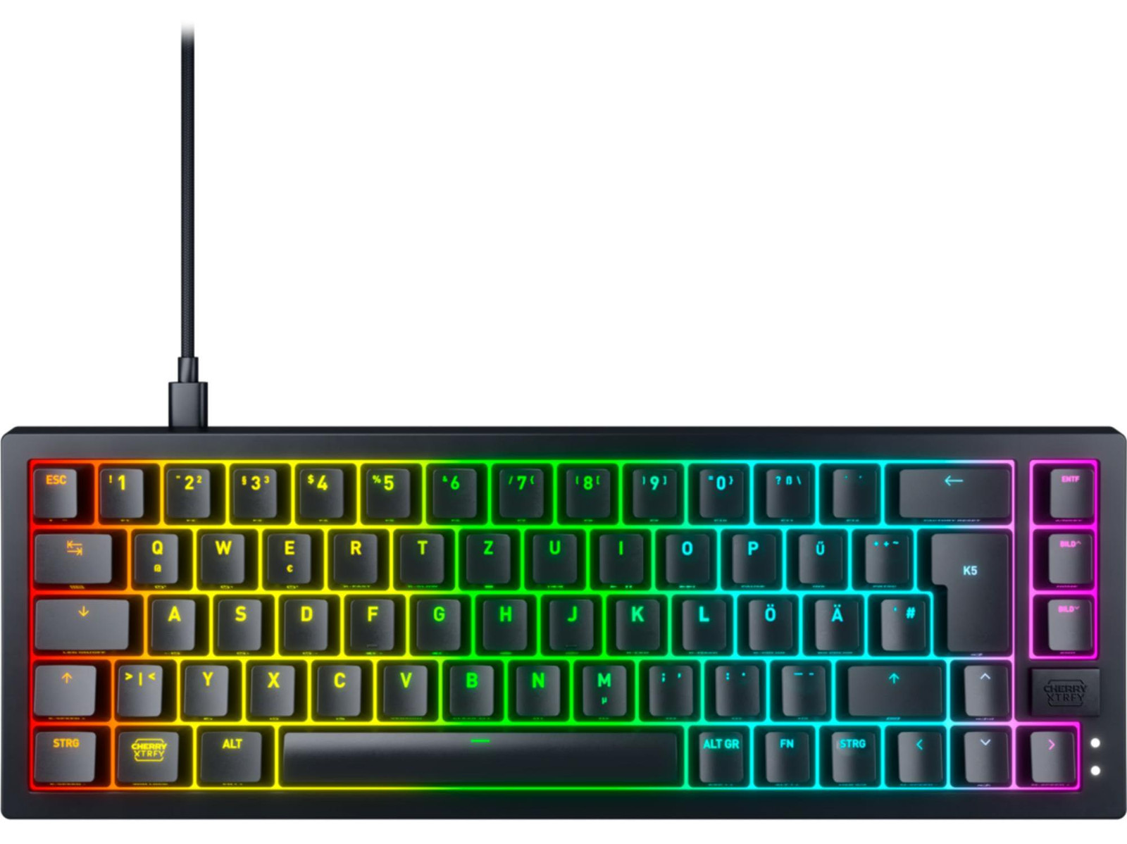Cherry Xtrfy K5V2 Gaming Toetsenbord met MX Red Switches, RGB-verlichting, Duits Layout, Zwart
