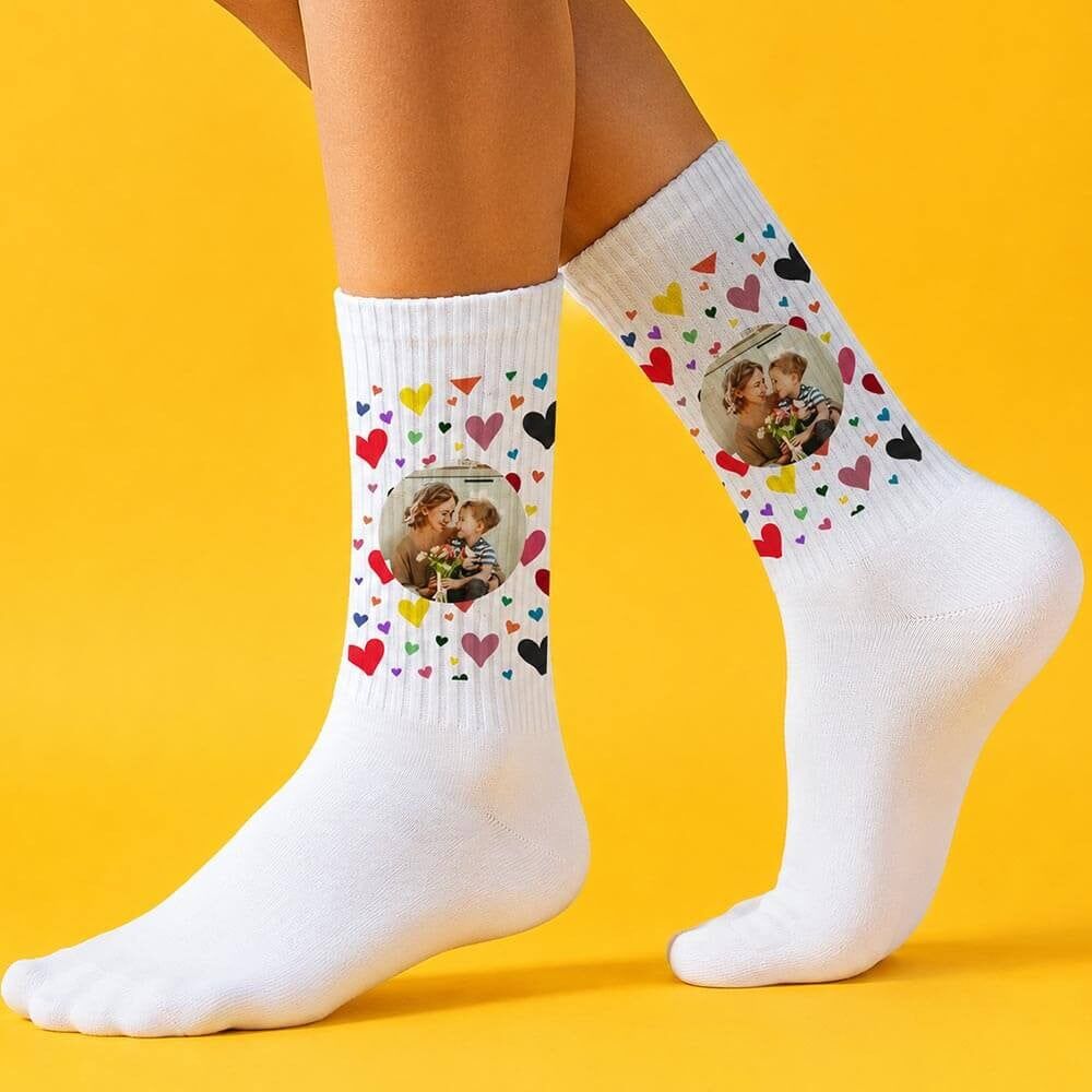 Ocadeau Chaussette photo coeur coloré