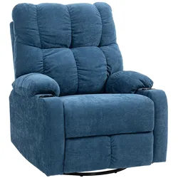OKWISH Relaxsessel aus Polyester in Blau, drehbar und schwenkbar, Liegefunktion, 88 x 96 x 108 cm