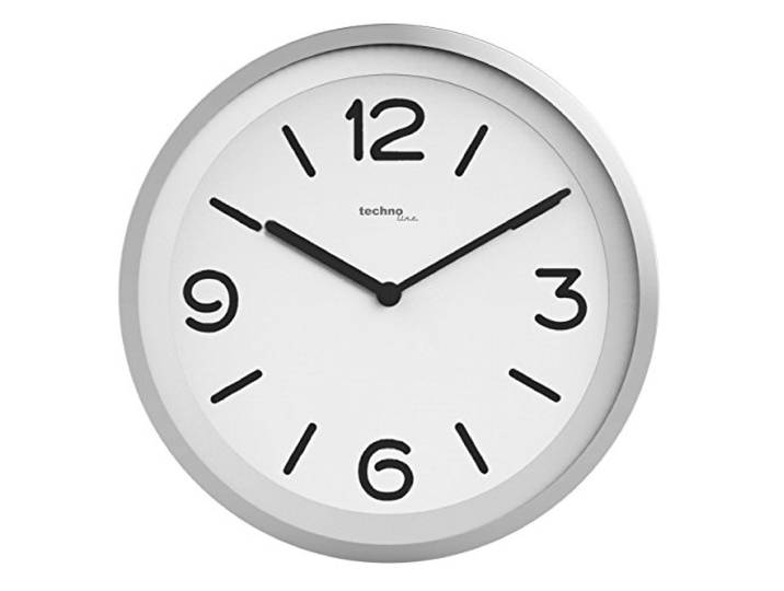 Technoline WT 7400 Moderne Wanduhr mit Nachterkennungssensor, Automatische, Seichte Hintergrundbeleuchtung Sobald Es dunkel Wird, Plastik, Durchmesser 25,4 cm, Chrom/Silber, 25,4 x 4,3 x 25,4 cm