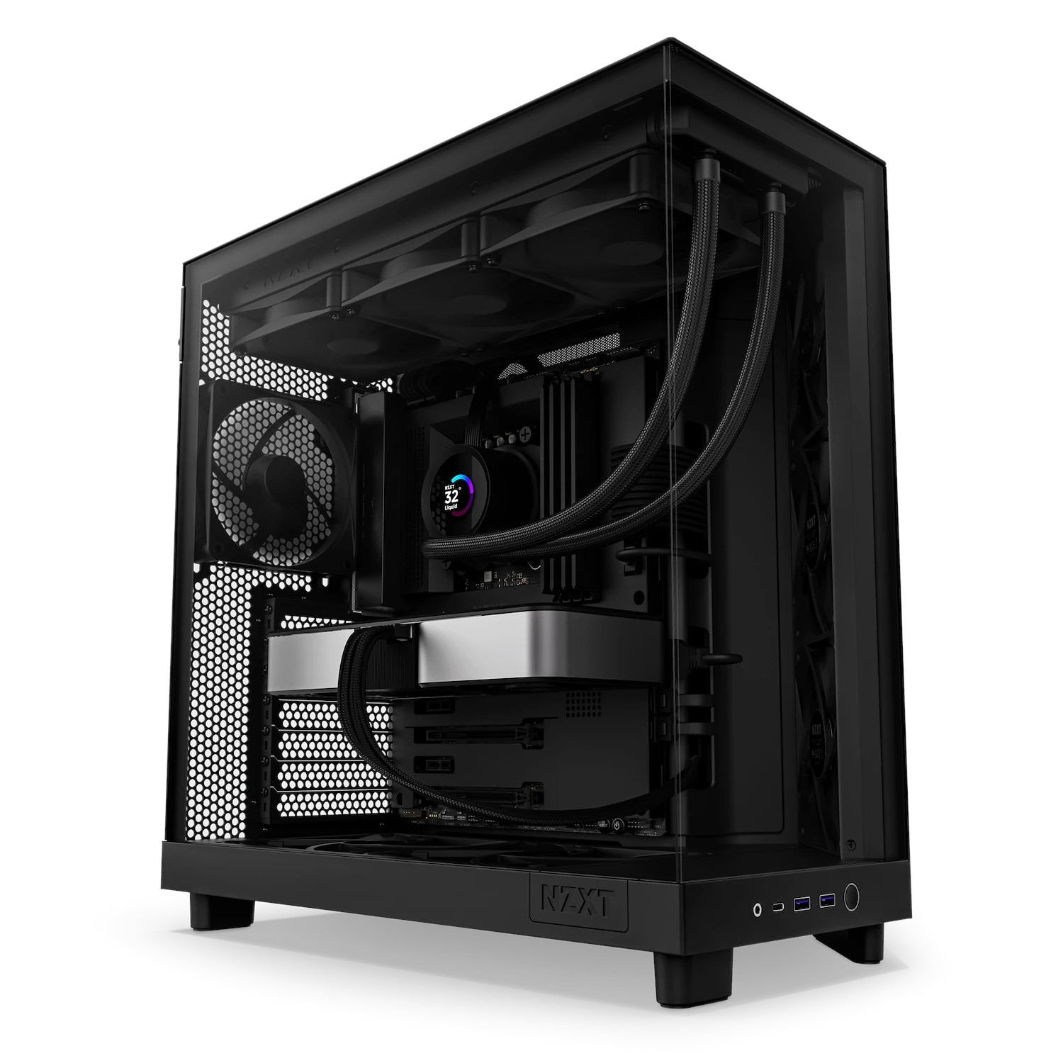 NZXT H6 Flow Gaming PC Gehäuse Midi-Tower Schwarz Seitenfenster
