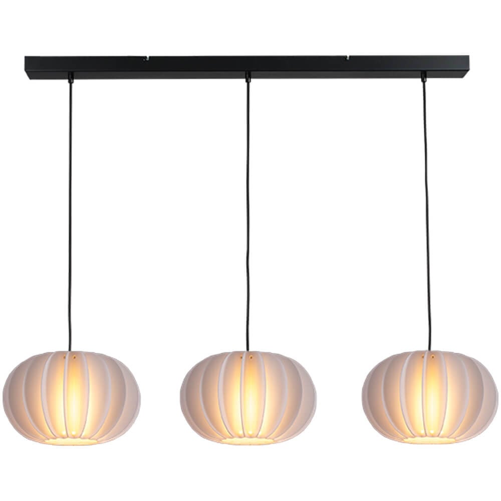 Masterlight Arena 3-lichts hanglamp met witte kappen