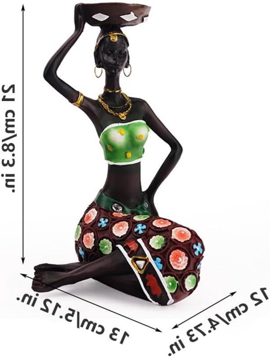 Afrikaanse kunstbeelden - Handgesneden hars sculpturen - Multicolor - Hoogte: 21 cm