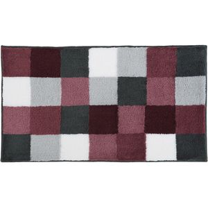 Kleine-Wolke Badematte Badteppich Caro Flanell Old Rose, 60 x 105 cm, grau-rosarot, aus Polyacryl, rutschfest