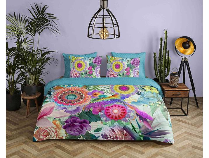 Renforce Bettwäsche Aviva 200 x 200 cm + 2 Kissen 70 x 60 cm Blau/Weiß/Multicolor