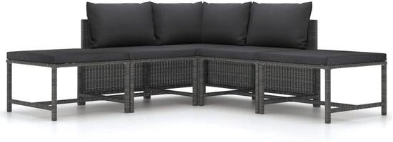 Famanu Gartenbankset Rattan - Modulares Design für Entspannung - 5-teilig - Grau