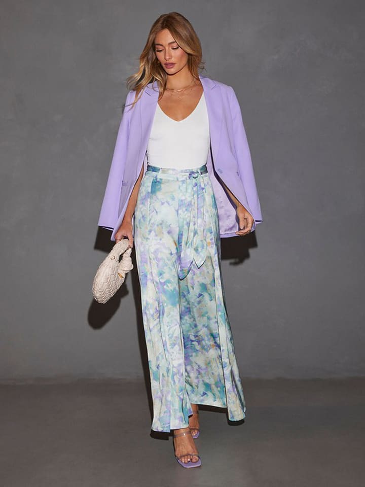 LA Angels Marlenehose in Hellblau/ Flieder - L