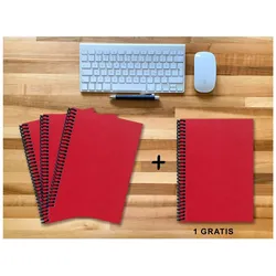 E & Z, Heft + Block, A 4 Notizbuch - Set, 3+1 gratis, Luxury 80 Seiten ROT JUPITER GLITTER-OPTIK, kariert 5x5mm (A4, Blanko, Kariert, Liniert)