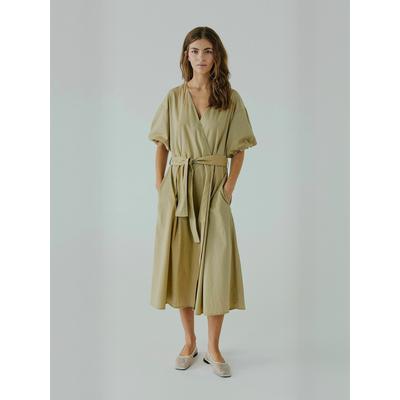 Maxikleid NORR "NORR Dress Lesta", Damen, Gr. 38, beige, Obermaterial: 100% Baumwolle, Kleider Maxikleid