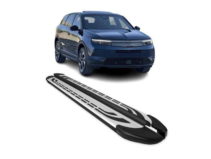 2024-2025 Opel Grandland II Marchepieds Latéraux pédale Aluminium Noir Gris 2Pcs