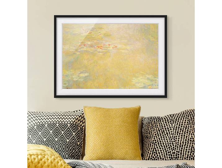 Bild Claude Monet Seerosenteich II Papier Rahmen: Echtholz, furniert: Kiefer Gelb 100 x 70cm