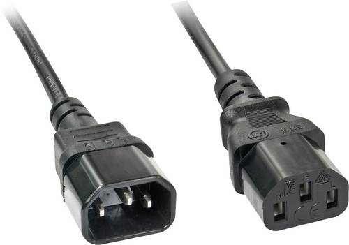 LINDY Strom Verlängerungskabel Deluxe [1x Kaltgeräte-Stecker C13 - 1x Kaltgeräte-Buchse C14] 2.00m Schwarz