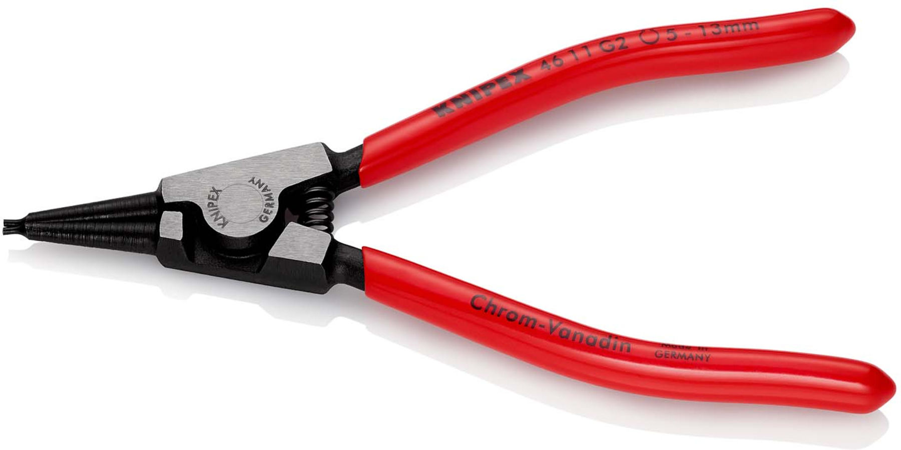 KNIPEX 46 11 G2 Sicherungsringzange für Greifringe auf Wellen mit Kunststoff überzogen schwarz atramentiert 140 mm)