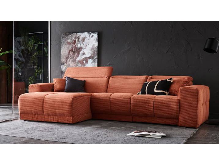 Ecksofa Toni mit Motor. Relaxfunktion Cord Stoff