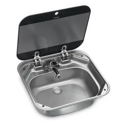 Dometic SNG 4237 Spüle Einbau Edelstahl mit Glasabdeckung 42 x 37 cm