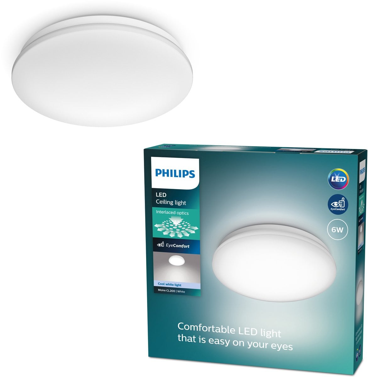 Philips Moire LED plafonnière - Modern rond - Koelwit licht