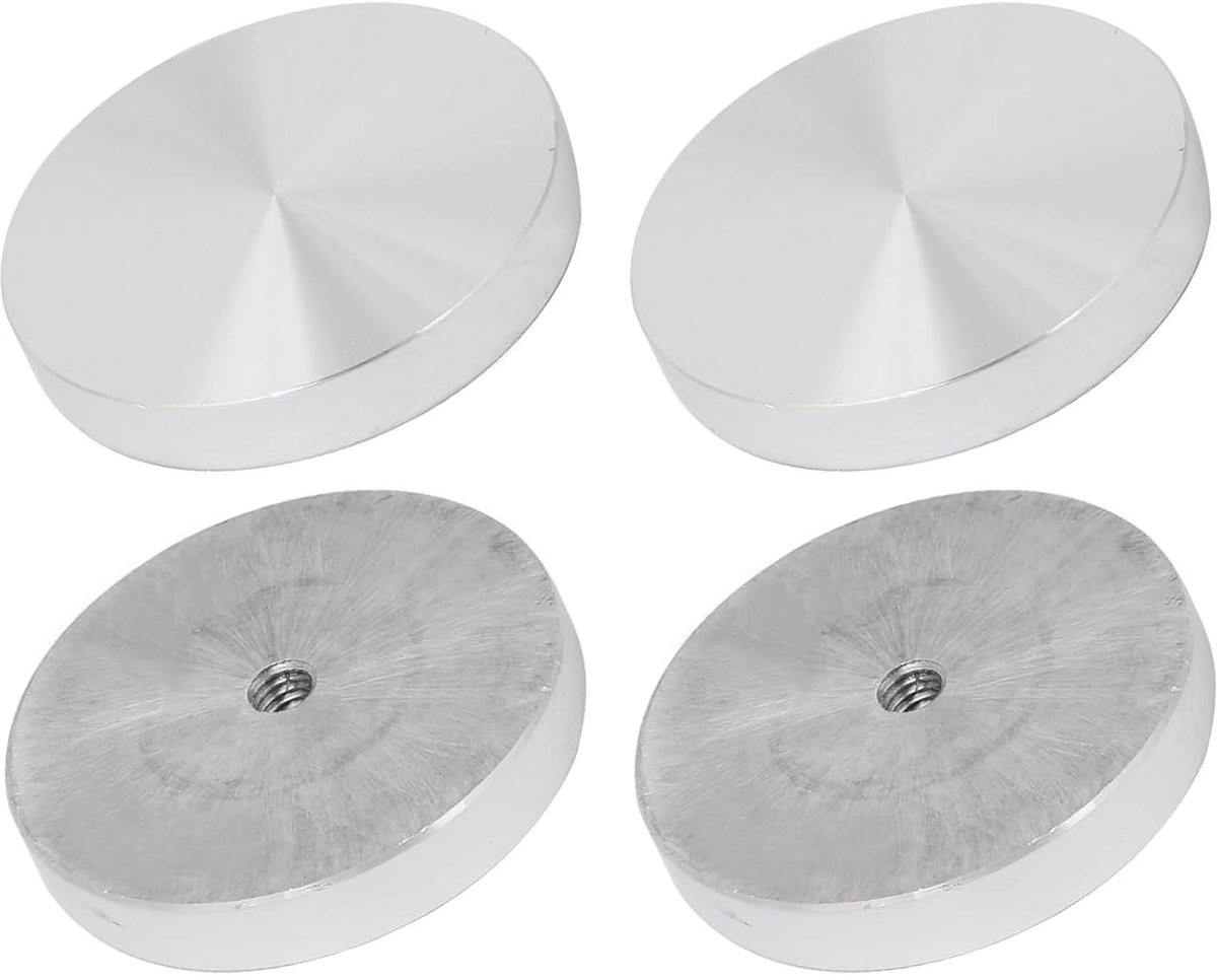 Zilverkleurige Aluminium Schijven voor Glazen Tafel Bevestiging - Ronde Hardware - 60mm M8