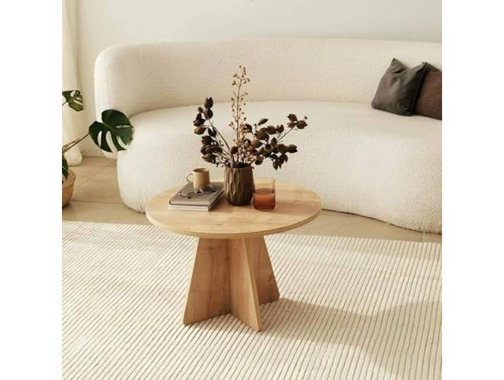Dmora - Wohnzimmertisch Elnath, Niedriger Wohnzimmertisch, Kaffeeregal, Couchtisch für Sofa, 60x60h40 cm, Eiche