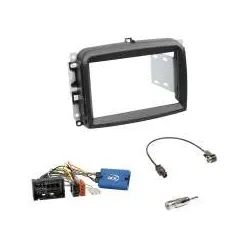 Fiat 500L ab 10/2012 Einbauset 2-DIN Radioblende schwarz + Lenkradadapter