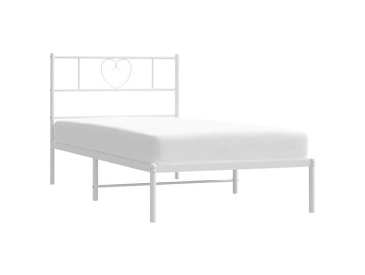 KTHLBRH Bettgestell mit Kopfteil Metall weiß 90 x 200 cm Bettgestell aus Stahl, Lattenrost inklusive, Lattenrost 30 cm, für Gäste