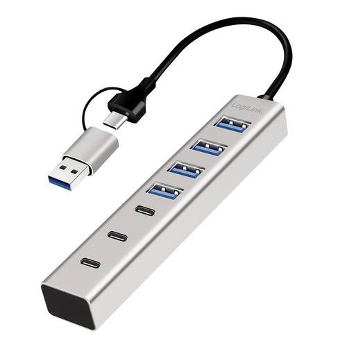 LogiLink UA0442 USB-Hub 4+3 Port USB-A, USB-C USB 3.0 5 GBit/s Aluminium UA0442