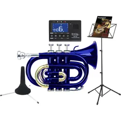 Classic Cantabile TT-400 Bb-Taschentrompete Blau Starter Set